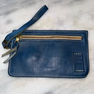 Portland Leather Goods Adriana Wristlet Clutch Pouch-Blue Leather-Zip Pocket